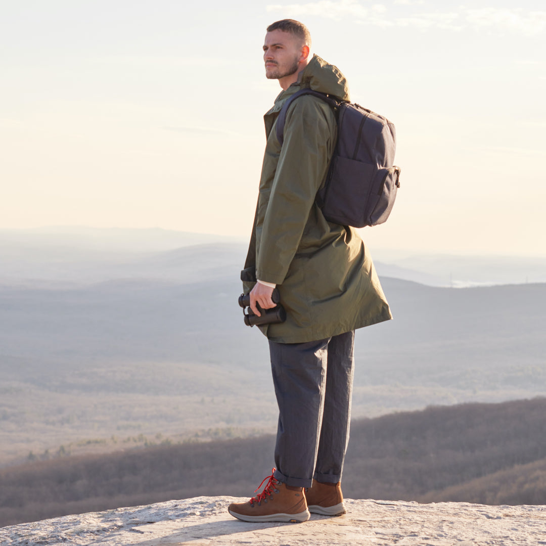 Worn two shoulder on outdoor hike mens - Hanover Deluxe 2 - 600D Recycled Poly - Deep Navy - Backpack - Lo & Sons