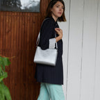 Worn shoulder bag style  - The Pearl - Saffiano Leather - Silver / Silver / Grey - Crossbody - Lo & Sons