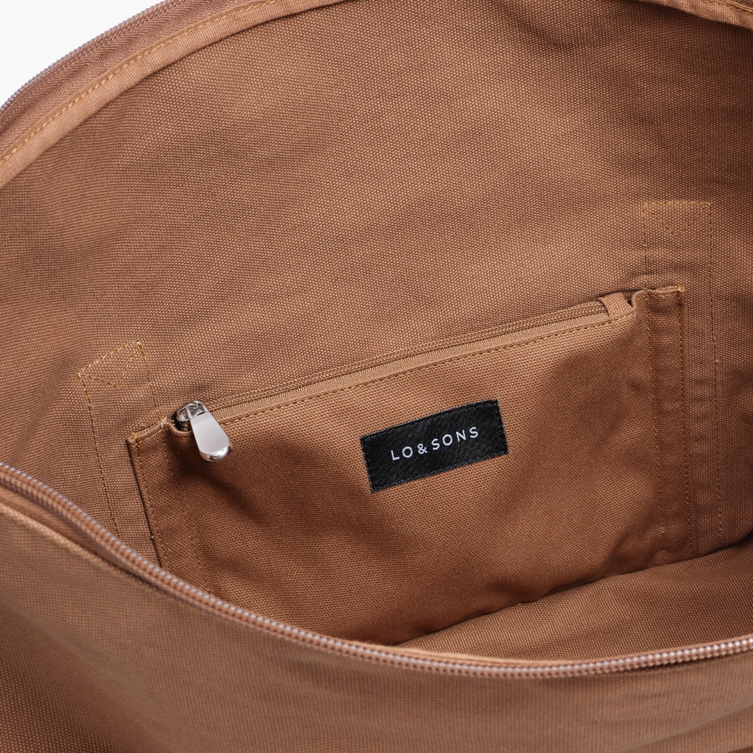 Zip pockets - Catalina Deluxe  -  Eco Friendly Canvas - Golden Brown - Weekenders - Lo & Sons