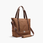 Profile view - Catalina Deluxe Tote -  600D Recycled Poly - Golden Brown - Weekenders - Lo & Sons