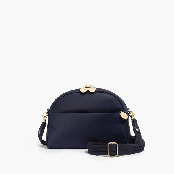 Lo & Sons Nouvelle Crossbody Bag - Nylon - Deep Navy / Gold / Camel