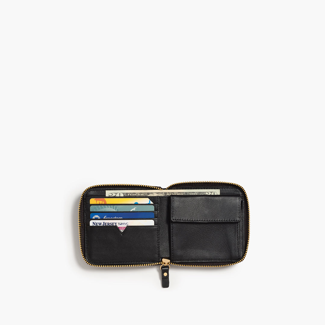 Open interior filled - Small Wallet - Nappa Leather - Black / Gold / Grey - Small Accessory - Lo & Sons