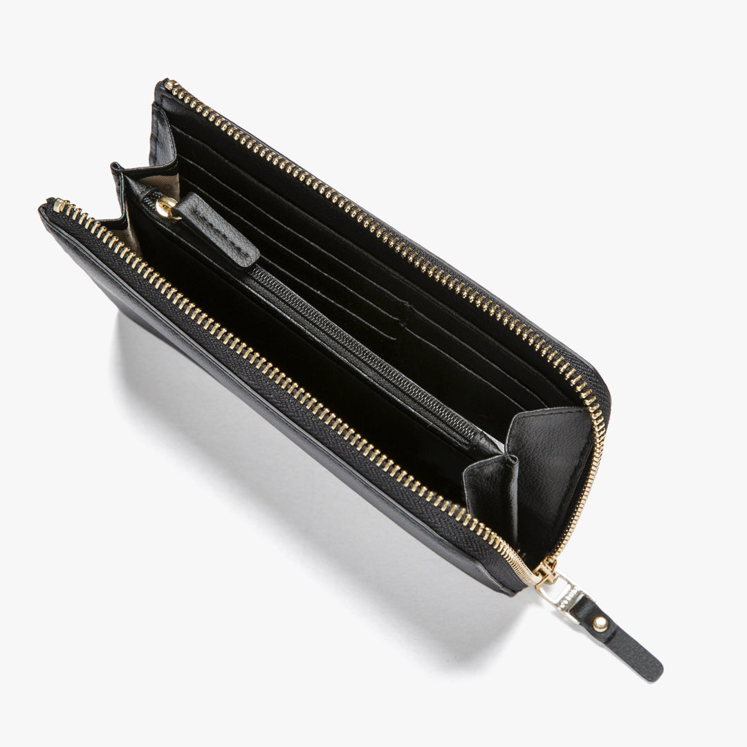 Interior empty - Leather Wallet - Cactus Leather - Black / Gold / Camel - Small Accessory - Lo & Sons