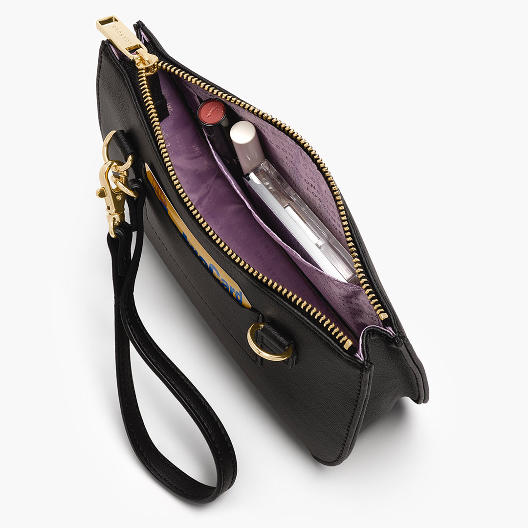 Interior slip pocket - Waverley 2 - Cactus Leather - Black / Gold / Lavender - Crossbody Bag - Lo & Sons