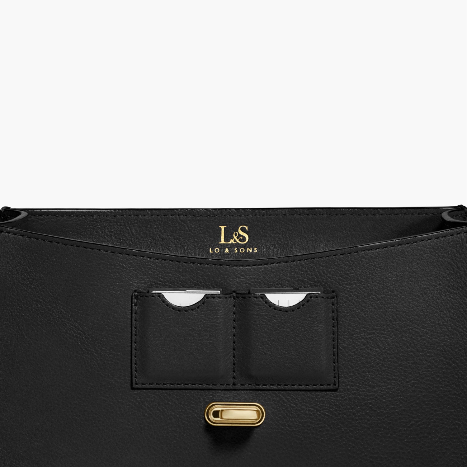 Memory Card Pockets - The Claremont - Full Grain Leather - Black - Crossbody - Lo & Sons