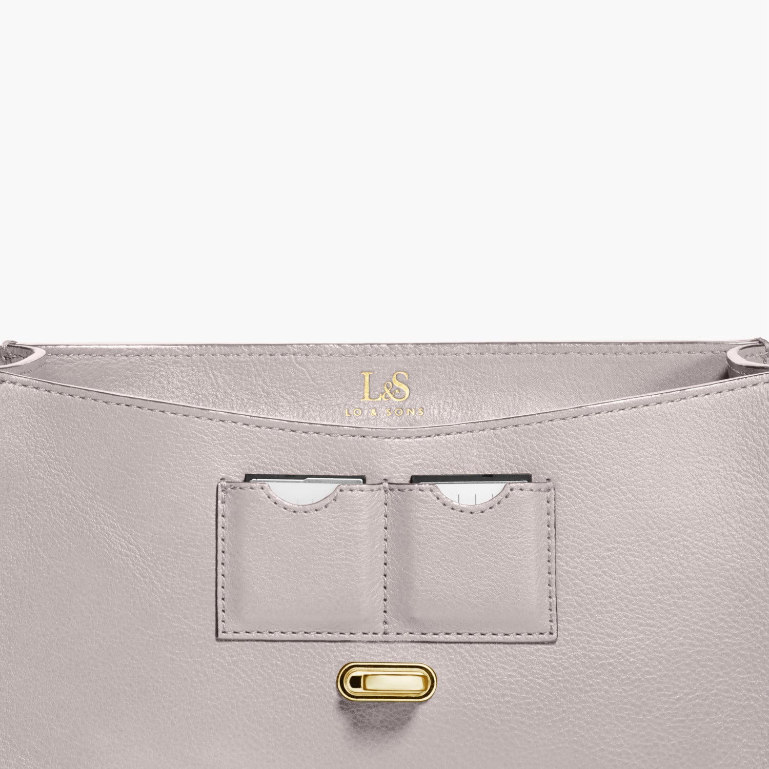 Memory Card Pockets - The Claremont - Full Grain Leather - Light Grey - Crossbody - Lo & Sons