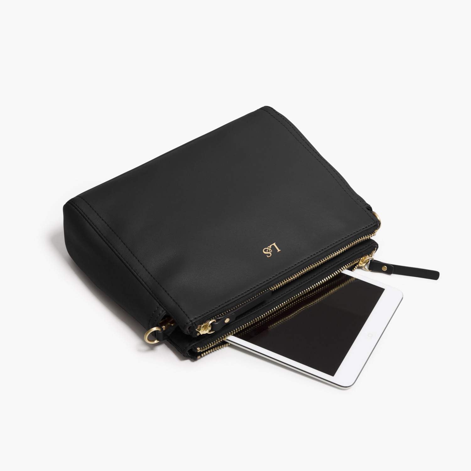 Mini Tablet - The Pearl - Nappa Leather - Black / Gold / Lavender - Crossbody - Lo & Sons