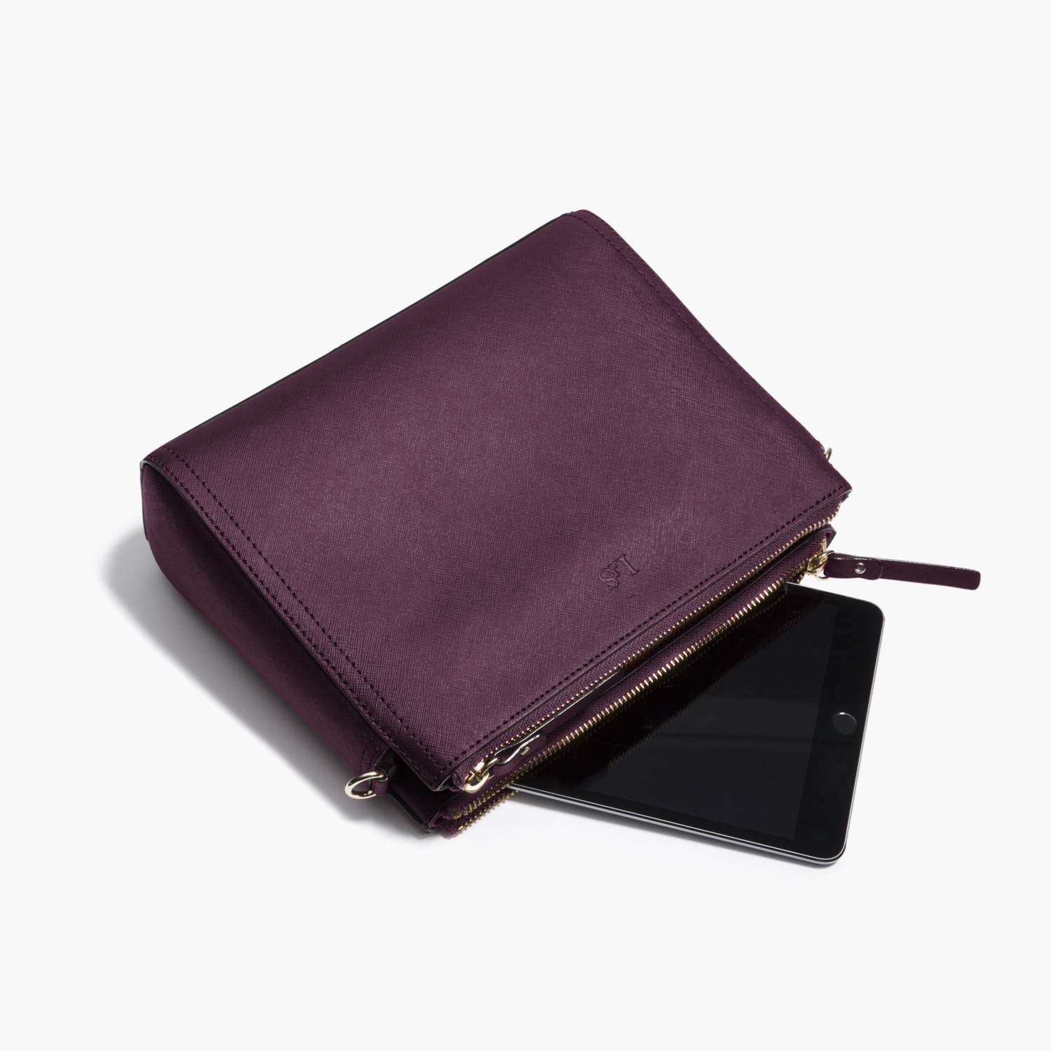 Mini Tablet - The Pearl - Saffiano Leather - Plum / Gold / Grey - Crossbody - Lo & Sons