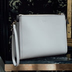 Close up - The Pearl - Saffiano Leather - Light Grey / Gold / Grey - Crossbody - Lo & Sons
