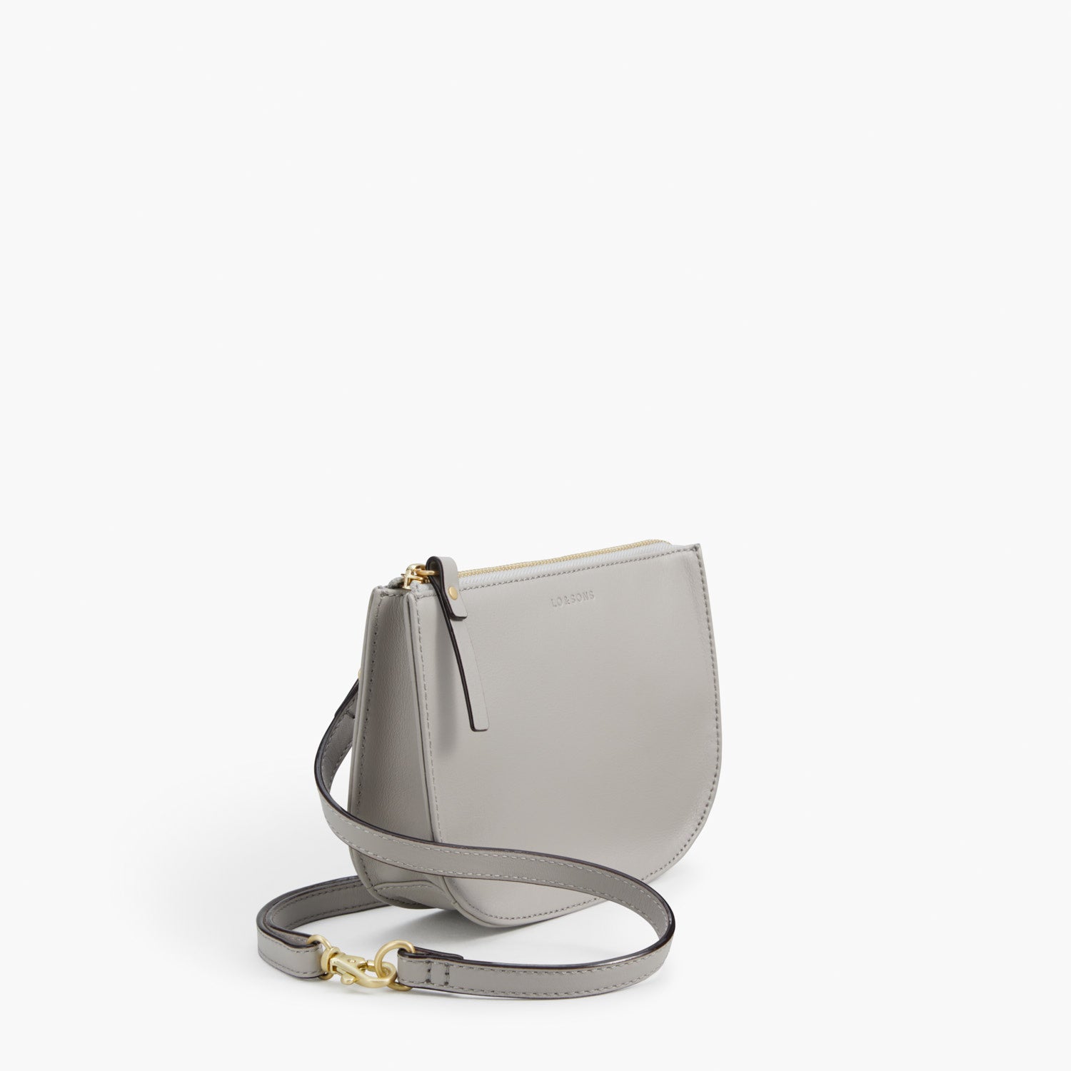 Side - The Waverley 2 - Nappa Leather - Light Grey / Gold / Grey - Crossbody - Lo & Sons