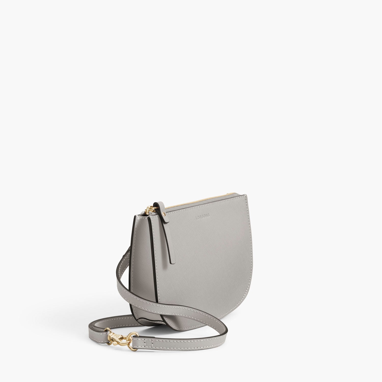Side - The Waverley 2 - Saffiano Leather - Light Grey / Gold / Grey - Crossbody - Lo & Sons