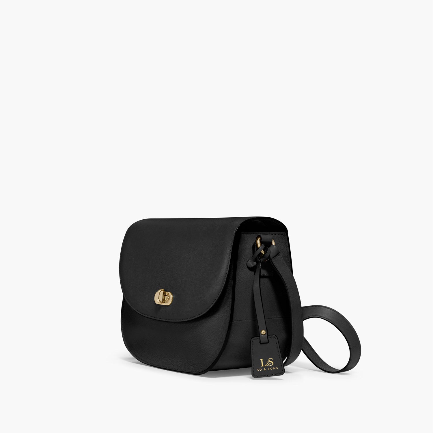 Side - The Claremont - Full Grain Leather - Black - Crossbody - Lo & Sons