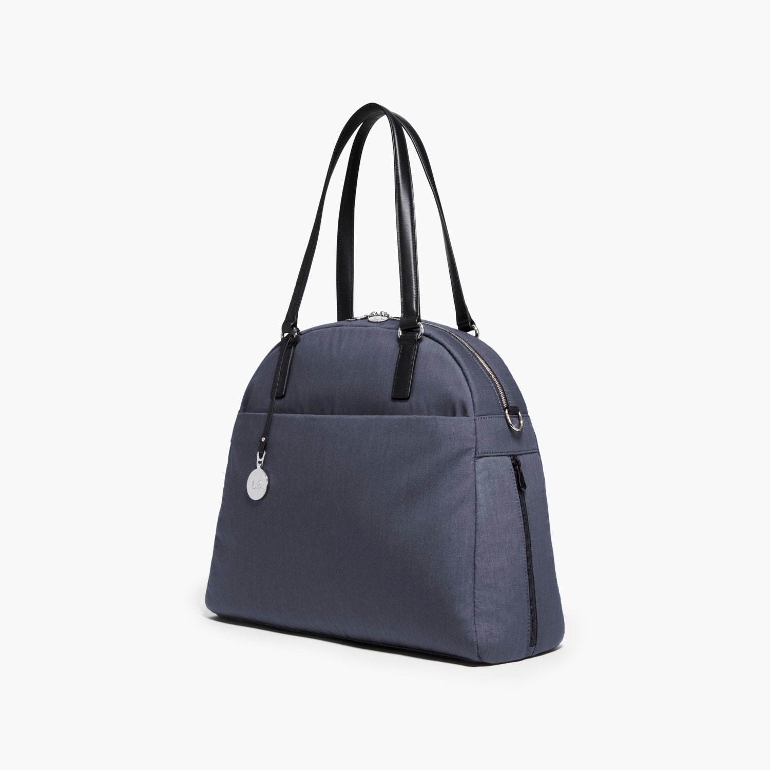 Side - The O.G. and O.M.G. - Cotton Poly Blend - Heather Slate Blue / Silver / Grey - Shoulder Bag - Lo & Sons