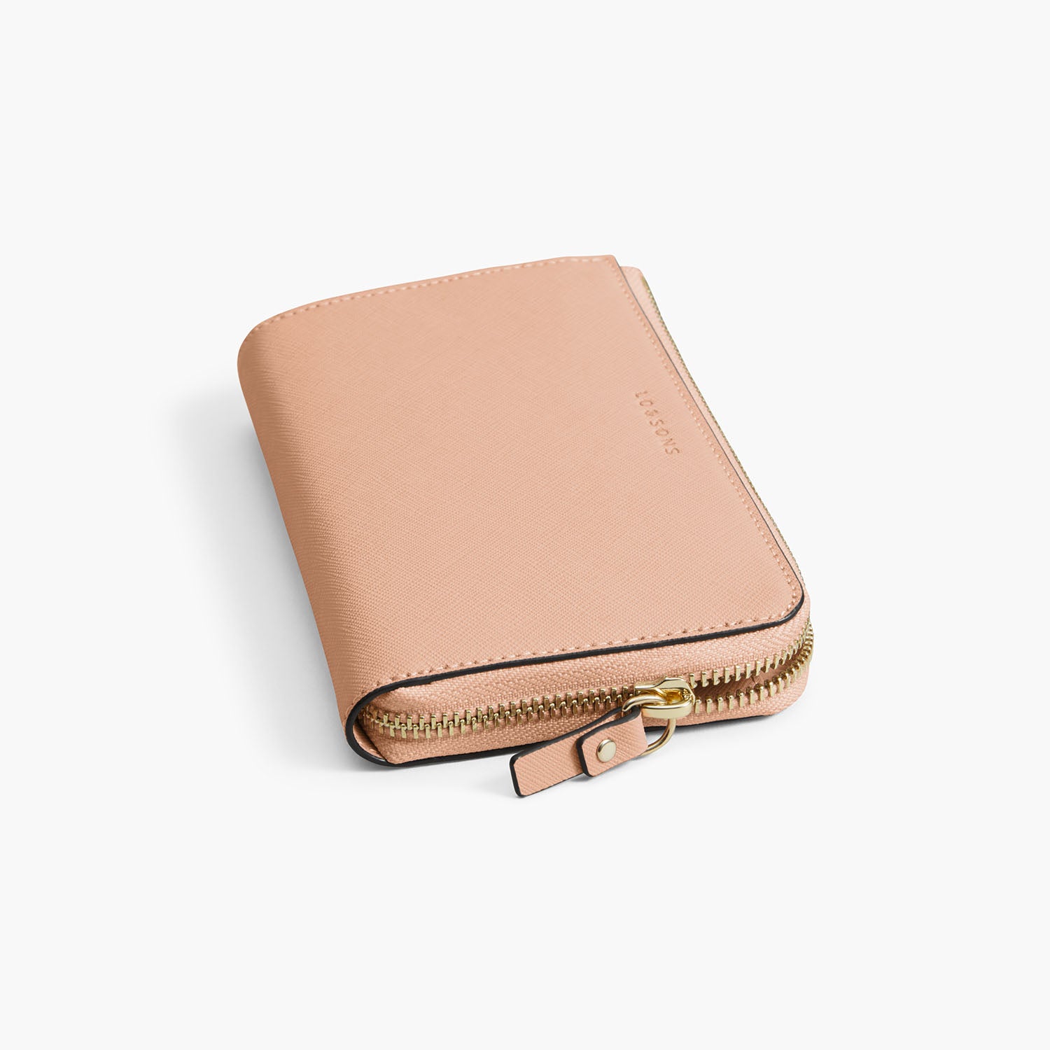 Zipper Detail - The Leather Wallet - Saffiano Leather - Rose Quartz / Gold / Camel - Small Accessory - Lo & Sons